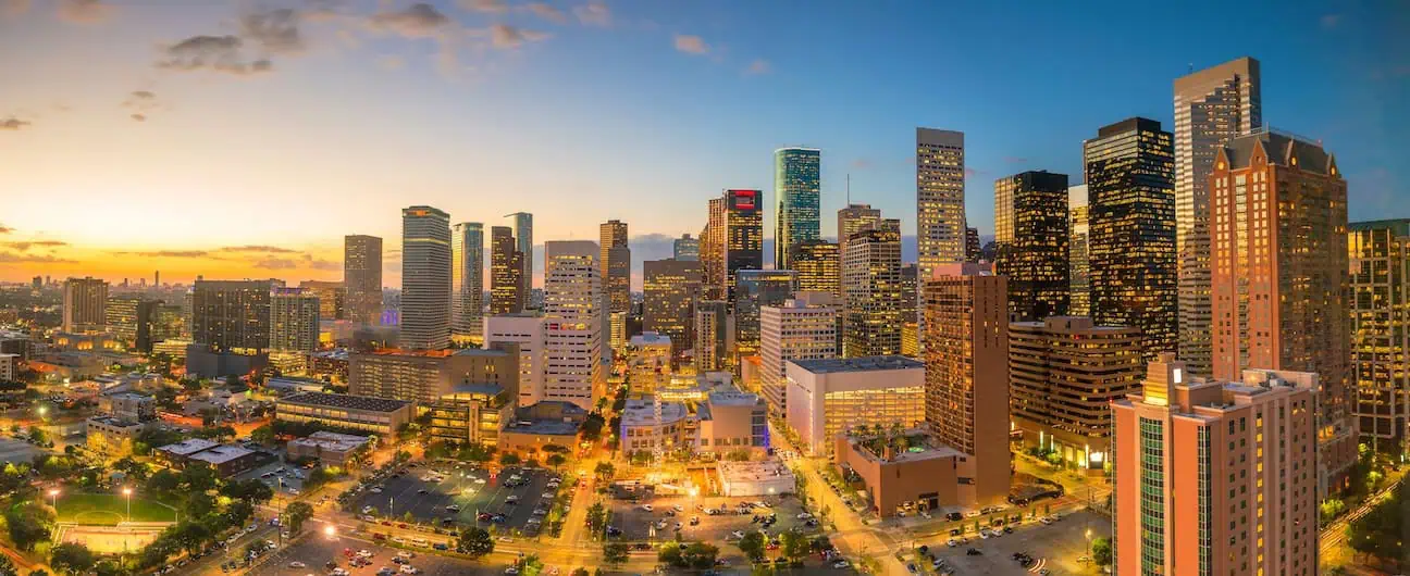 Downtown Houston skyline.