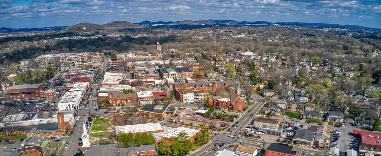 The Franklin, TN skyline in early spring