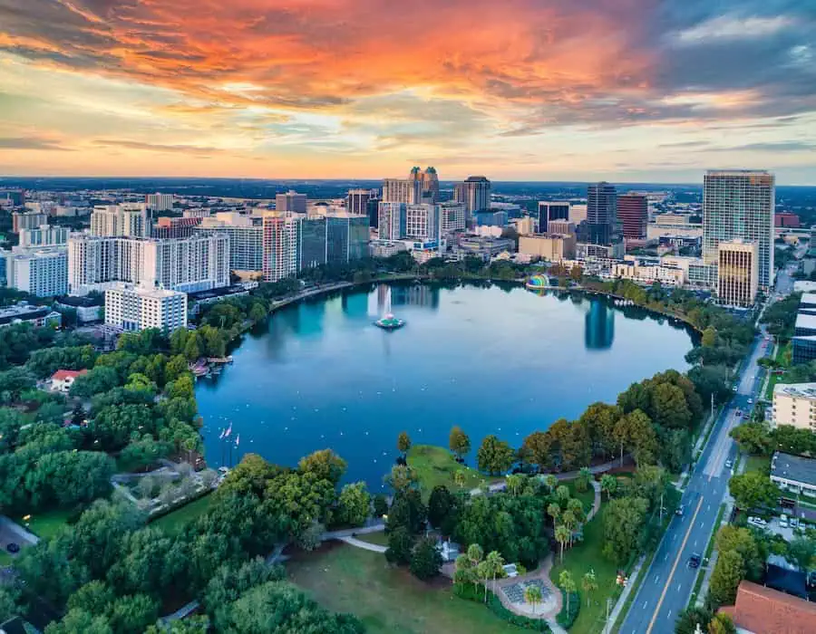 Orlando, Florida, USA Downtown Drone Skyline Aerial