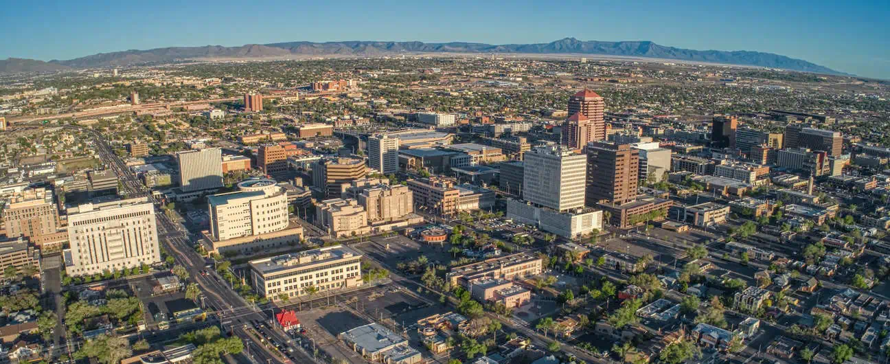 An aerial view of Albuquerque, NM