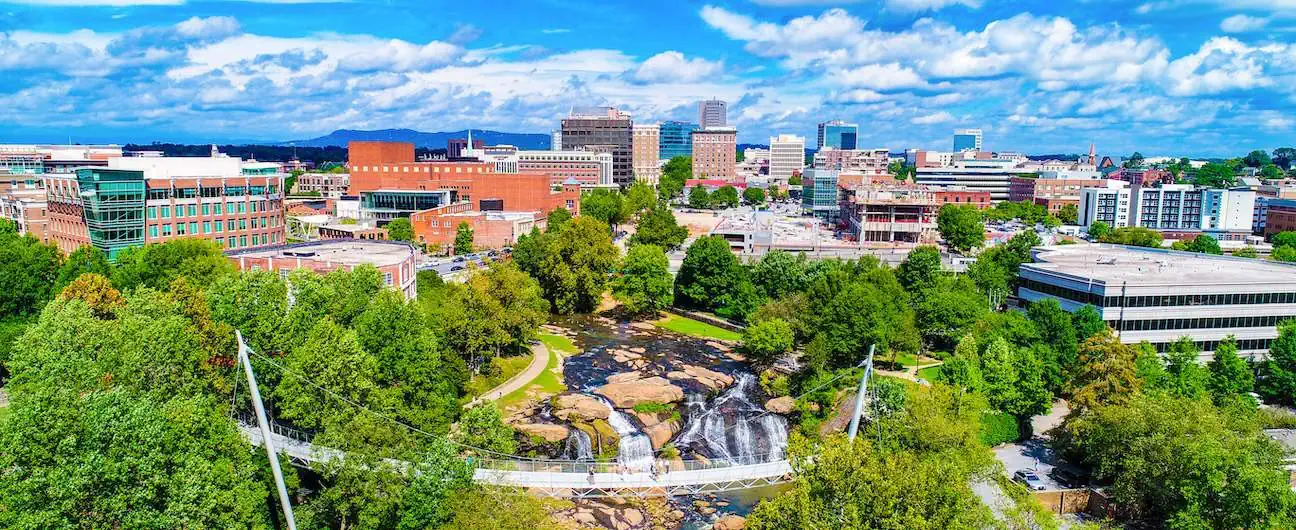 A view of Greenville, SC's downtown skyline