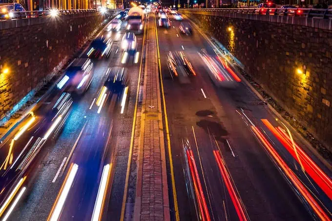 A view of the D.C. metro area traffic at nighttime