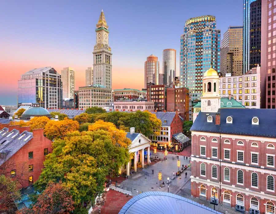 Boston, Massachusetts, USA Downtown Skyline.