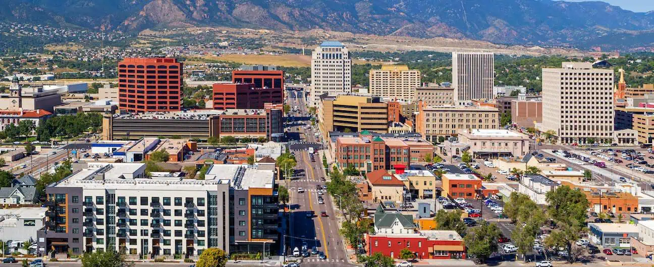 A view of downtown Colorado Springs, CO