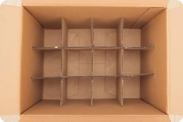 An aerial photo of cardboard dividers in a box