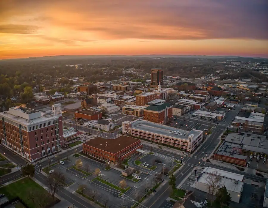 Aerial View of Murfreesboro, Tennessee at Sunrise




