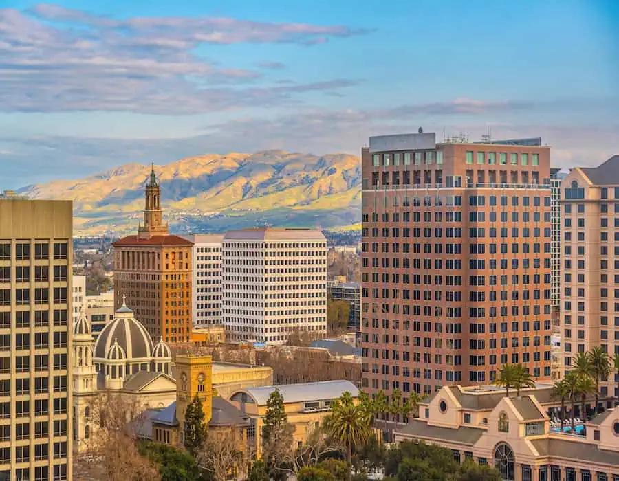Downtown San Jose city skyline, cityscape of Silicon Valley in California.