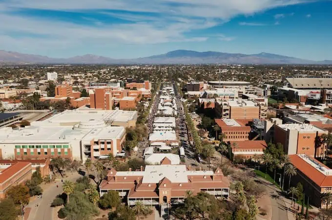 A view of The University of Arizona during a crowded day