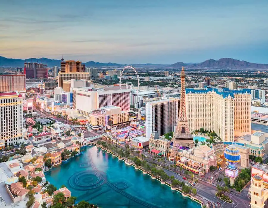 Skyline View of downtown Las Vegas, Nevada, USA.