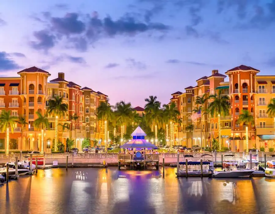 Naples, Florida, USA Skyline during sunset