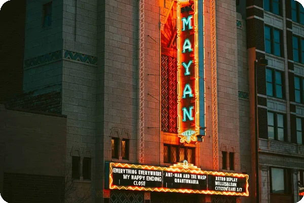 the historic art deco mayan theater in denver's baker neighborhood