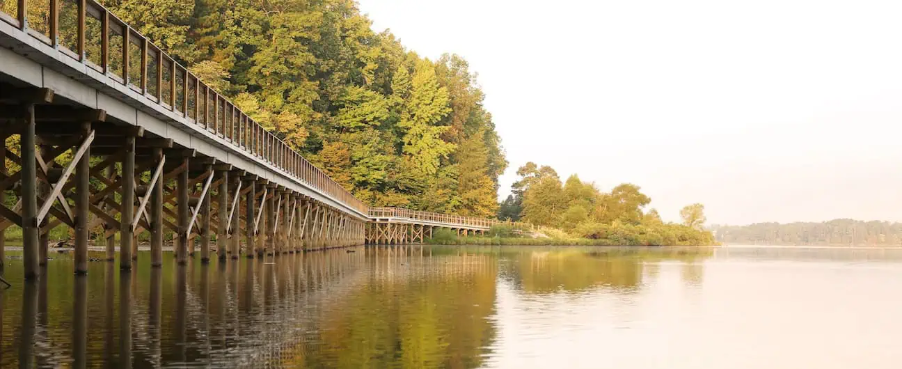 A view of Crabtree Lake, a major natural feature in Morrisville, NC