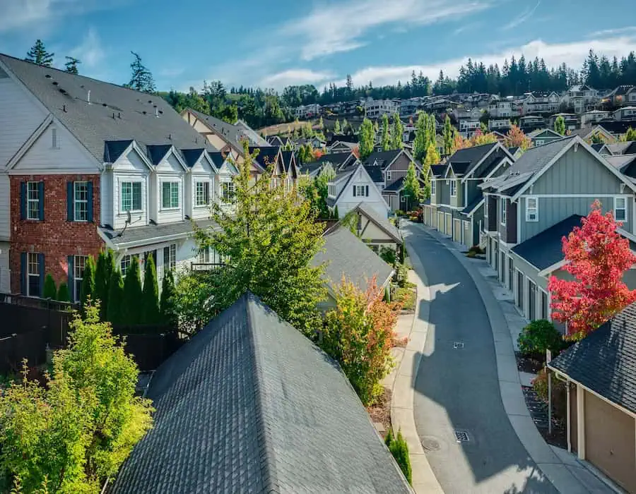 Curvy Residential Road in Issaquah, WA.