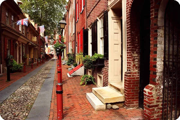 Elfreth's Alley in the Old City district of Philadelphia
