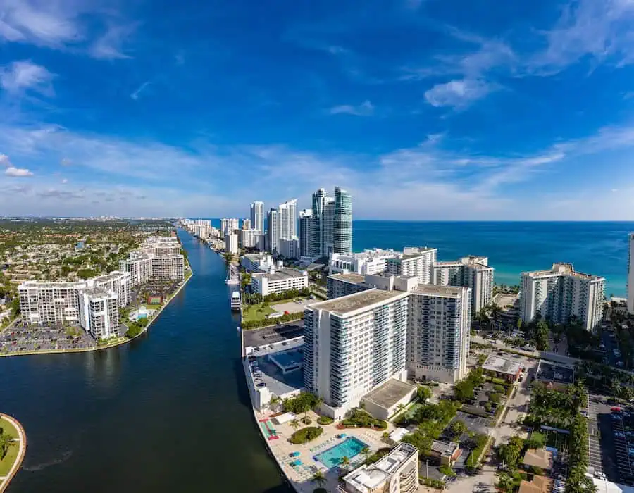 Aerial view panorama of Fort Lauderdale.