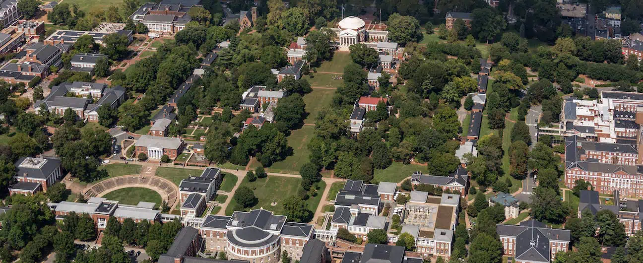 A partial view of University of Virginia's campus in Charlottesville, VA