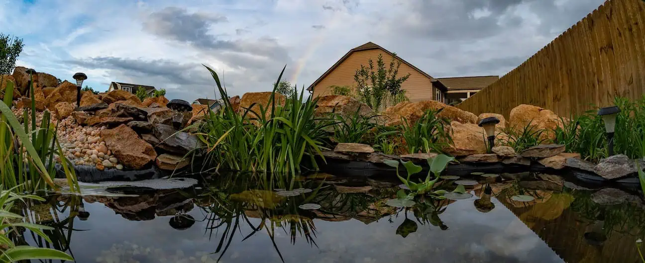 A pond and rock formation in Clayton, WA