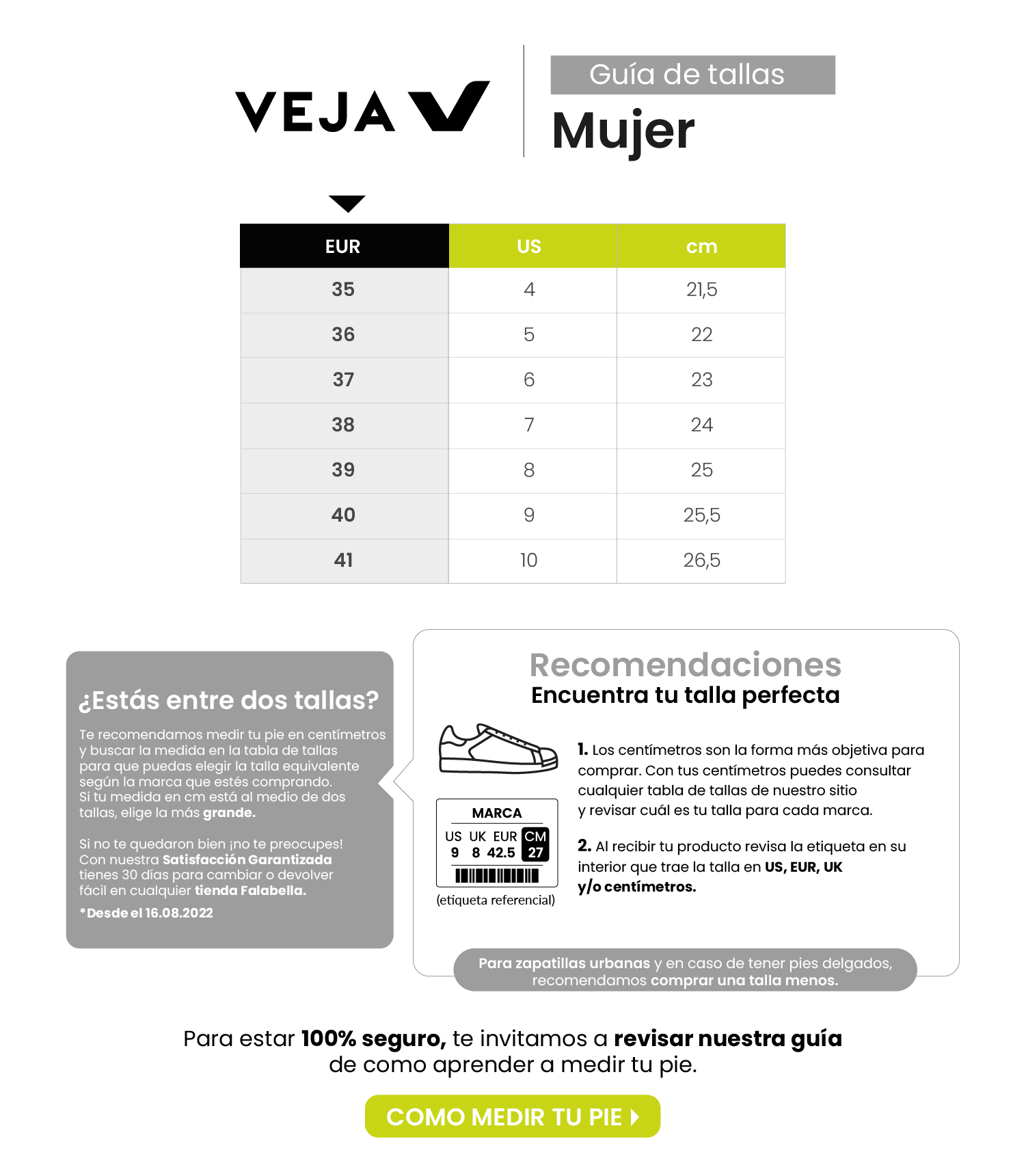 veja mujer tallas calzado