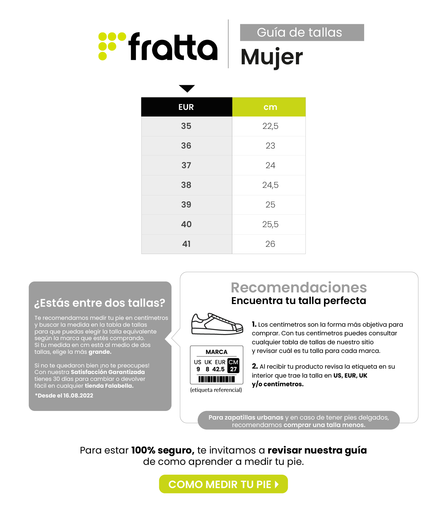 fratta tallas calzado