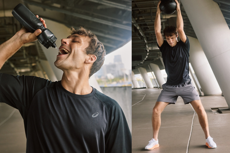athletes taking a water break
