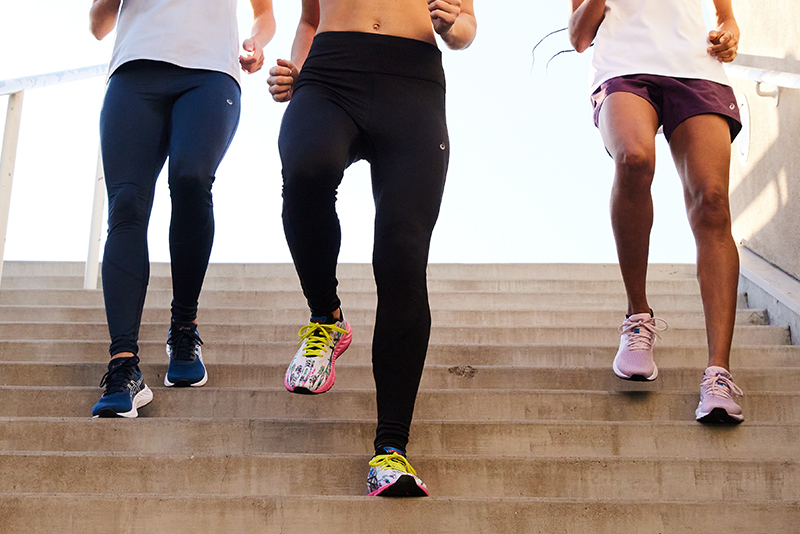 People walking up the stairs