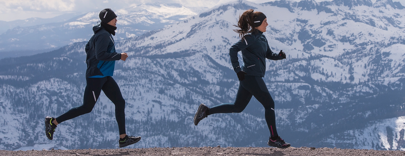 Two runners running outside