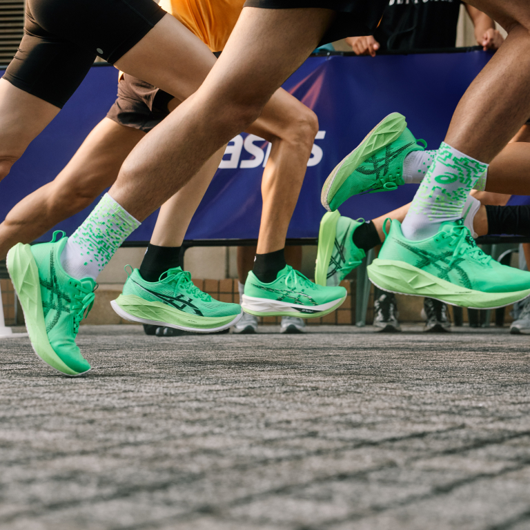 Close up of runners feet in shoes