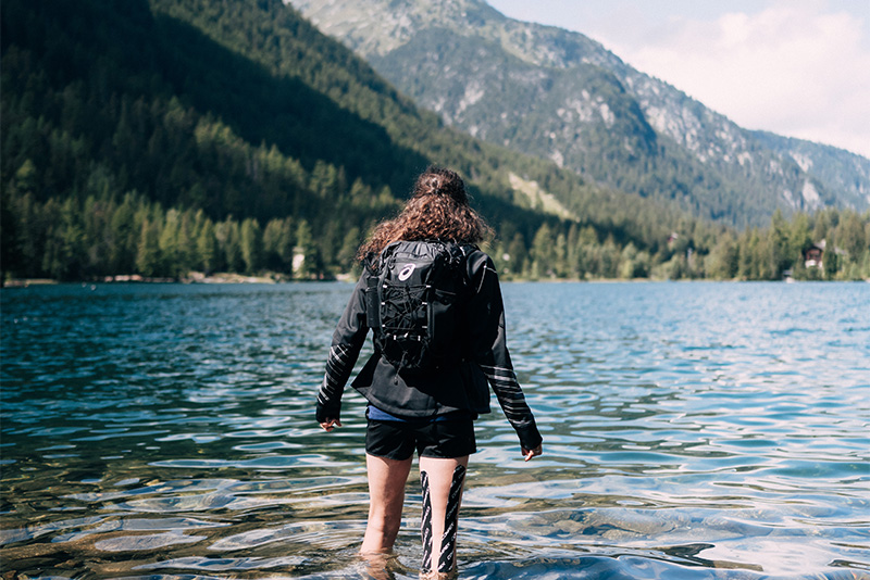 Women outside near water 