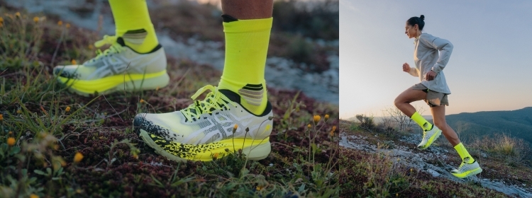 ASICS Athlete running on trail.