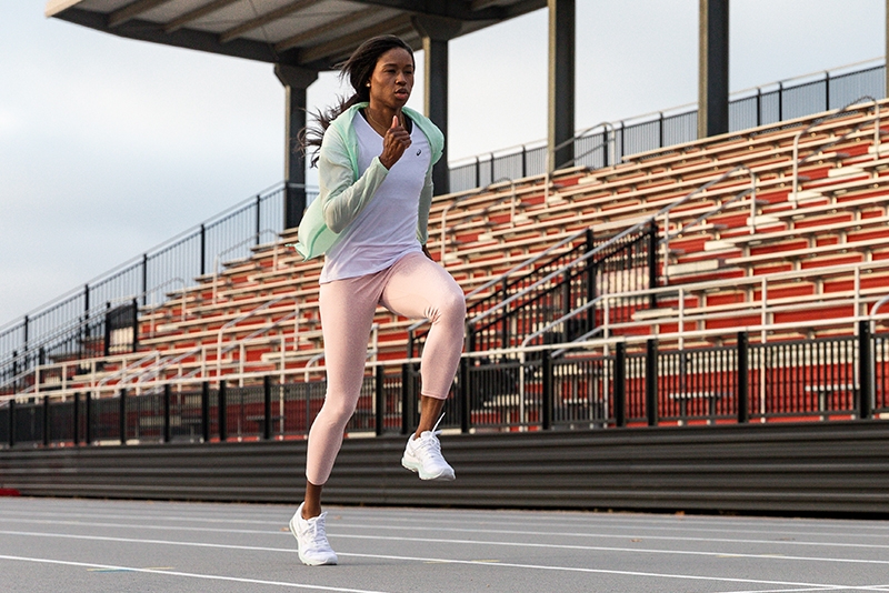 Women doing sprints at the track