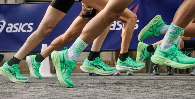 Close up of runners feet in shoes