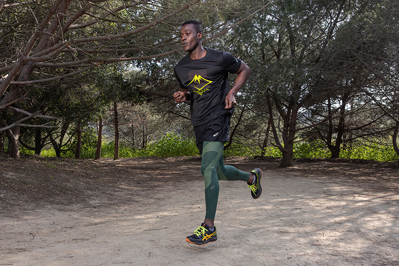 One runner running on a trail