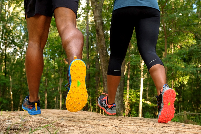 soles of shoes while trail running