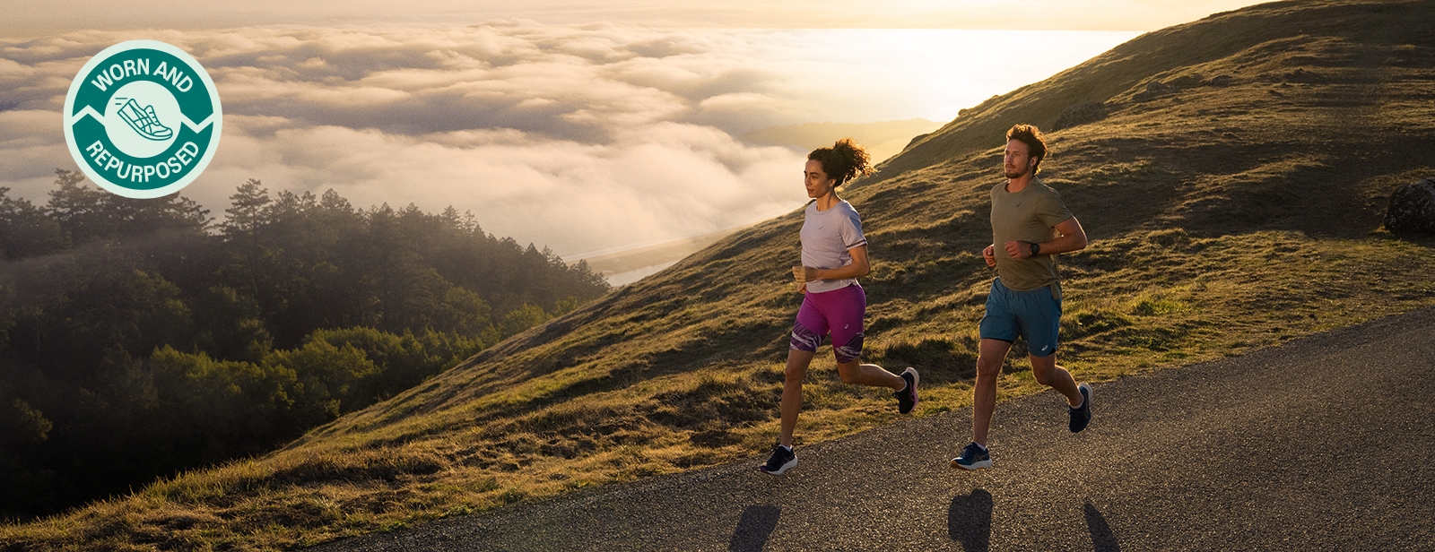 People running on a hill