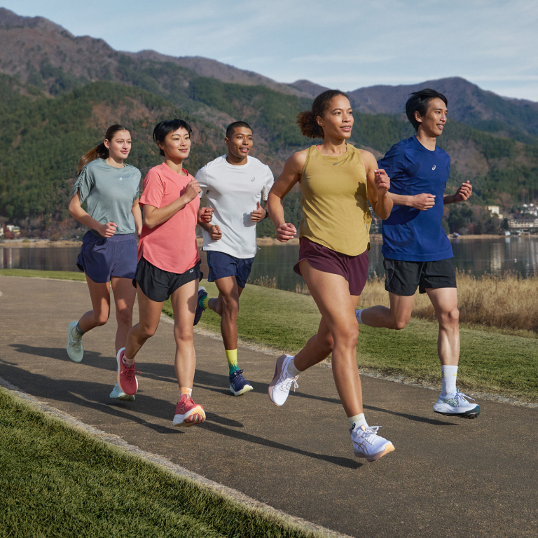 Group of friends running