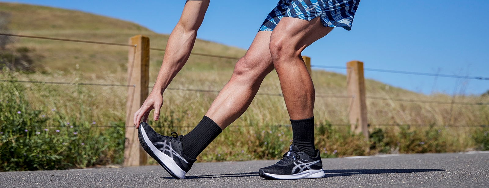 Person streching there calf and foot