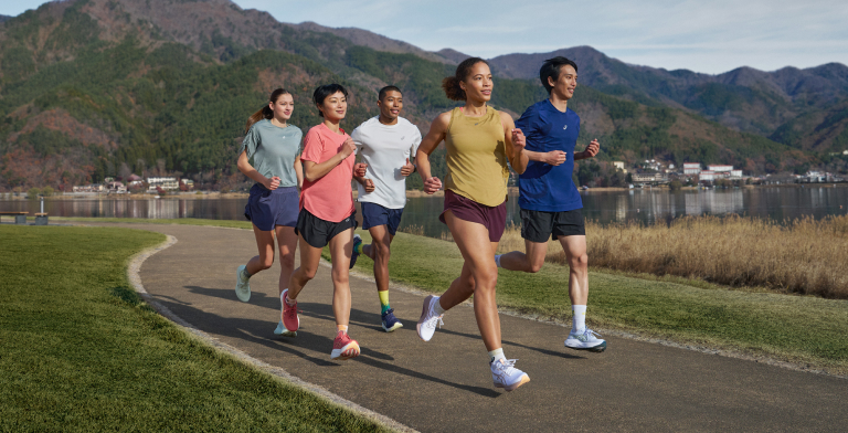 Group of friends running