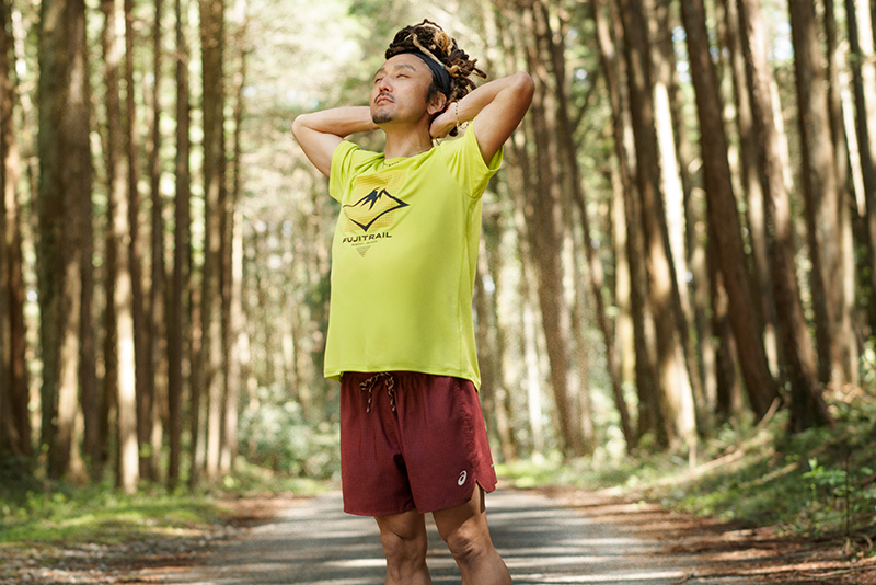 Trail runner stretching