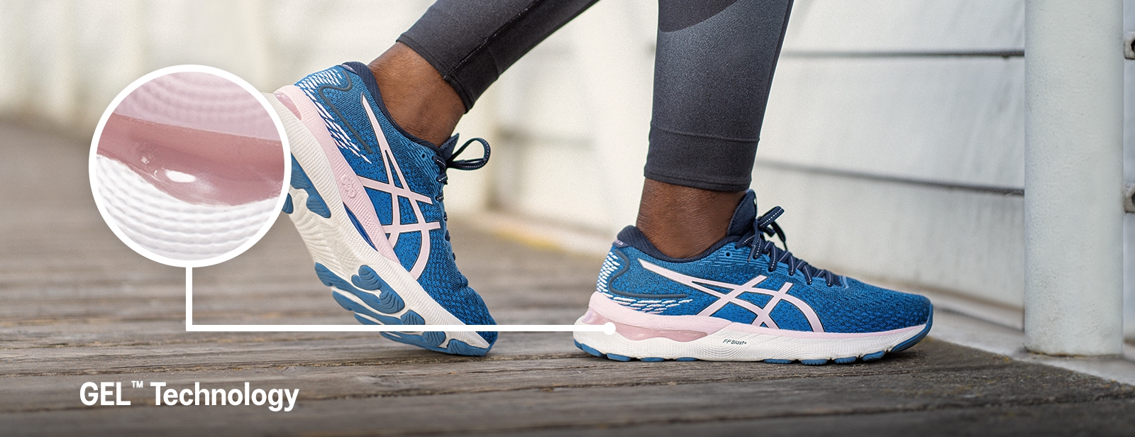ASICS shoe showing its gel