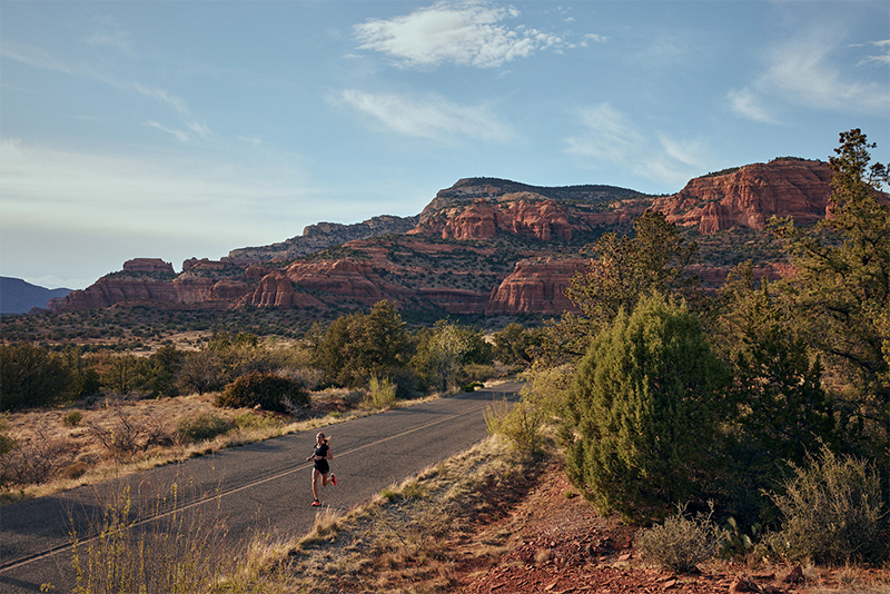 Women running on a trail