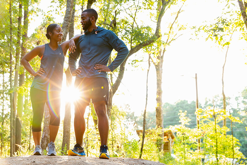 Man and woman hiking