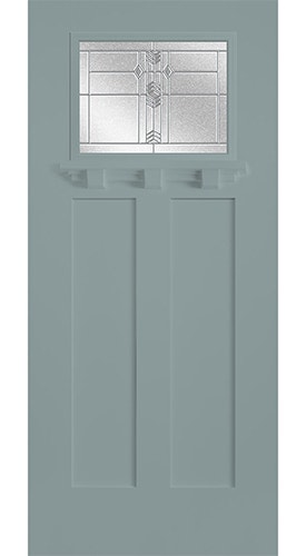 frost blue craftsman light entry door with dentil shelf