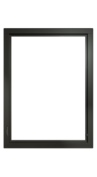 large black fiberglass casement window