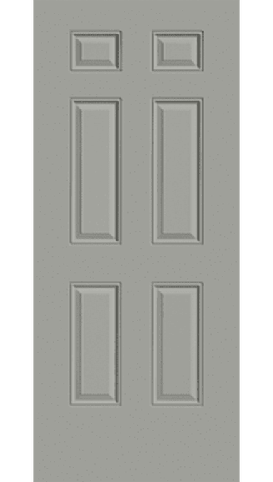 large cut out background image of a 6 panel steel entry door