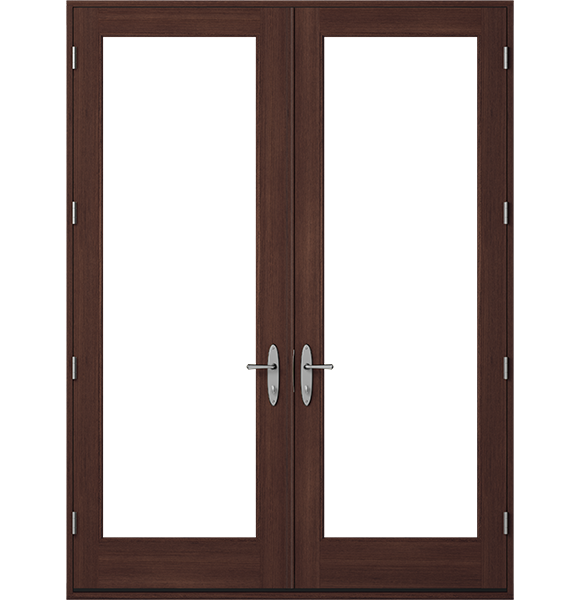 single wood entry door with three 3" grilles between the frosted glass natural wood