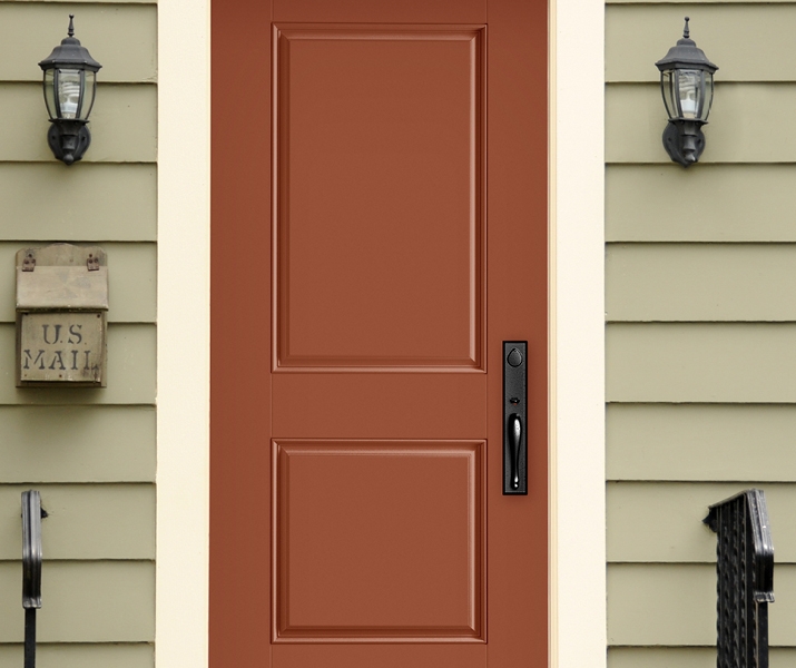 2 panel smooth grain penny front entry door