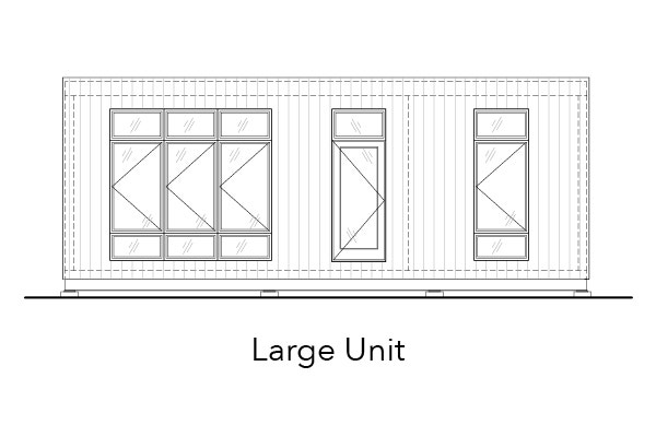 Large Unit sketch with tall triple pane windows