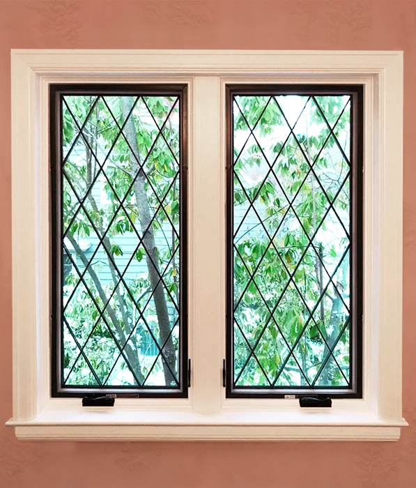 Diamond grid windows inside Columbus home.