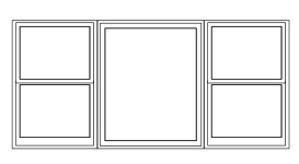 double-hung window center fixed with double-hung flankers