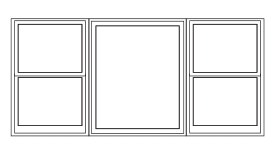 double-hung window center fixed with double-hung flankers